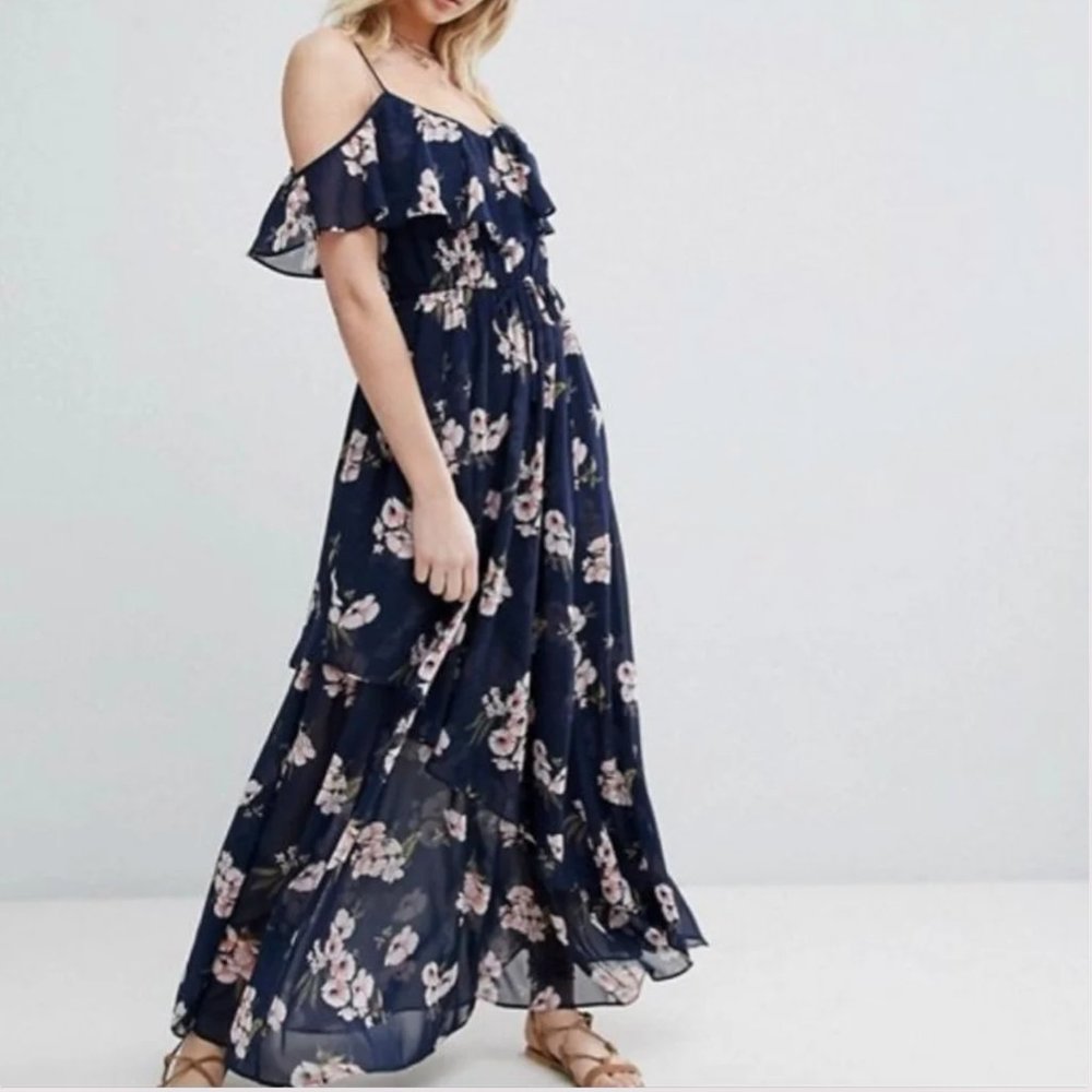 Abercrombie & Fitch | Navy Floral Maxi Dress, Size S